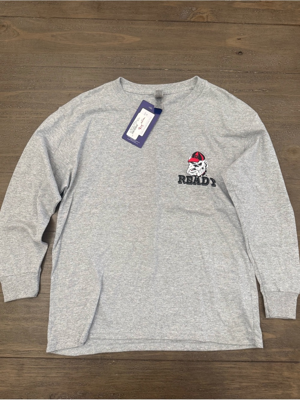 Girls UGA long sleeve tee with dogs cheer on back